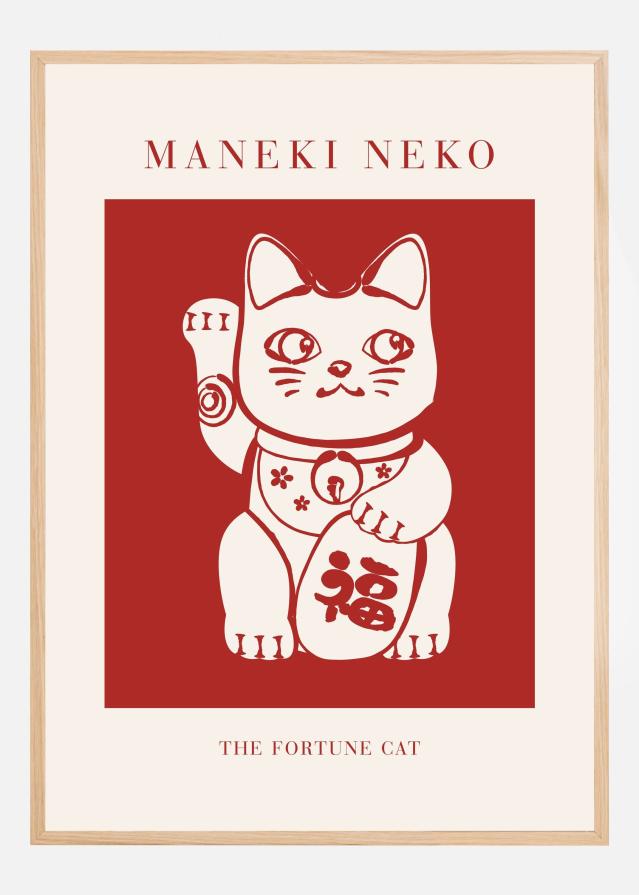 Maneki-Neko Cat Red Póster