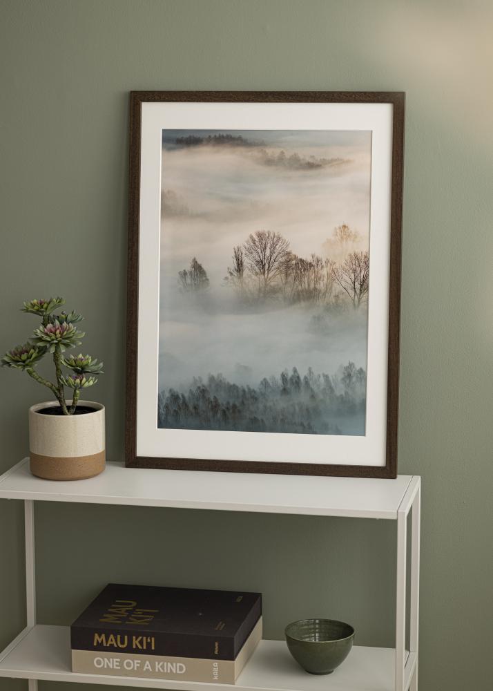 Marco marrón madera 55x80 cm - Paspartús Blanco 45x70 cm