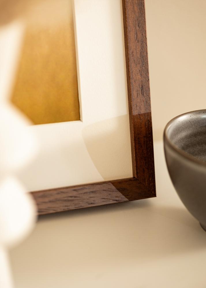 Marco Hermes Teak 40x50 cm - Paspartús Blanco 29,7x42 cm