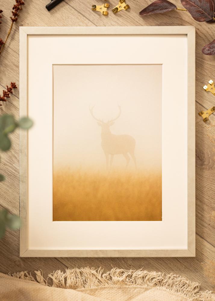 Marco Ares Plata 50x50 cm - Paspartús Blanco 39x39 cm