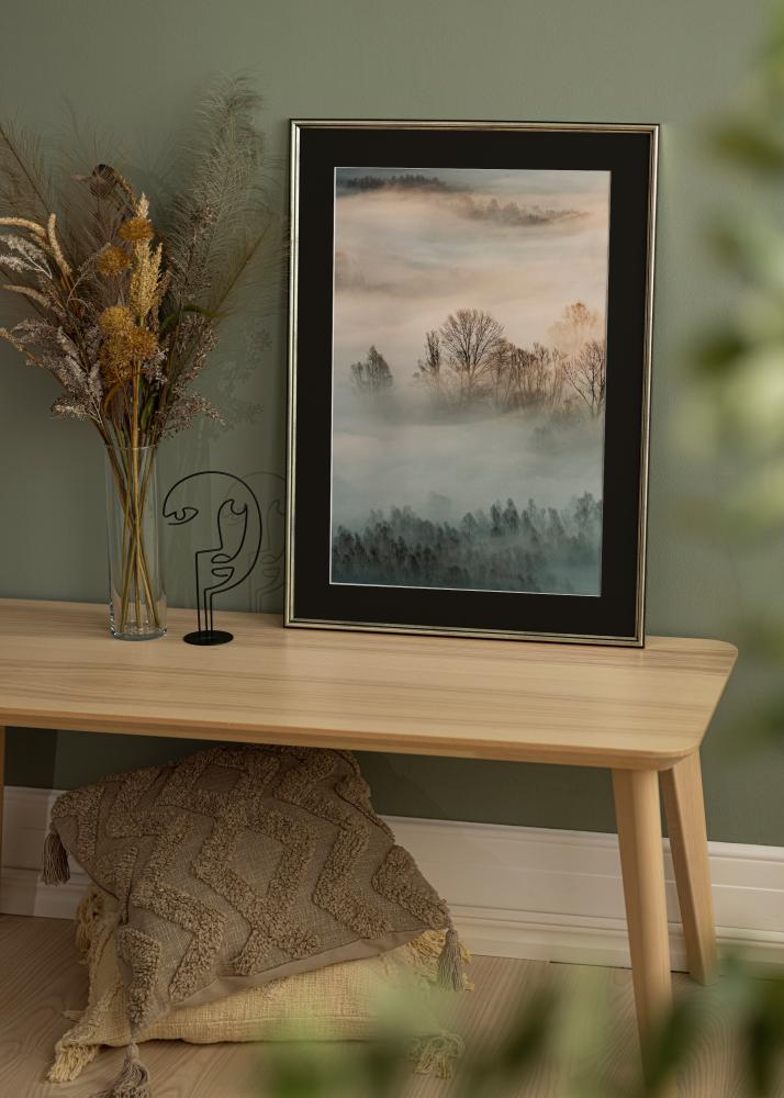 Marco Horndal Plateado 60x60 cm - Paspartú Negro 50x50 cm