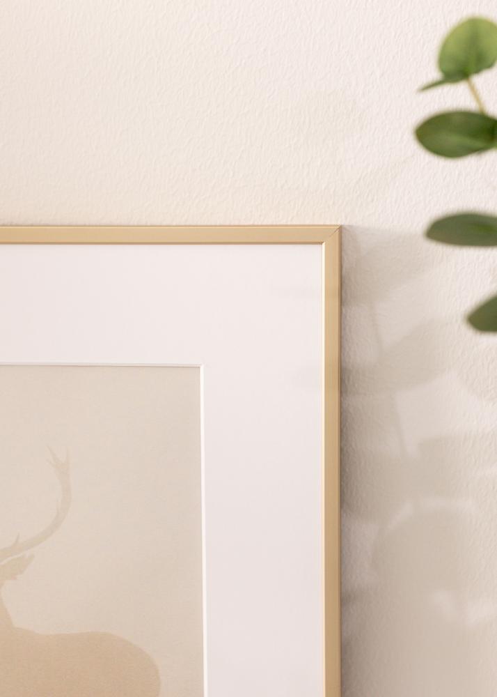 Marco aluminio latón 30x40 cm - Paspartús Blanco 21x29,7 cm