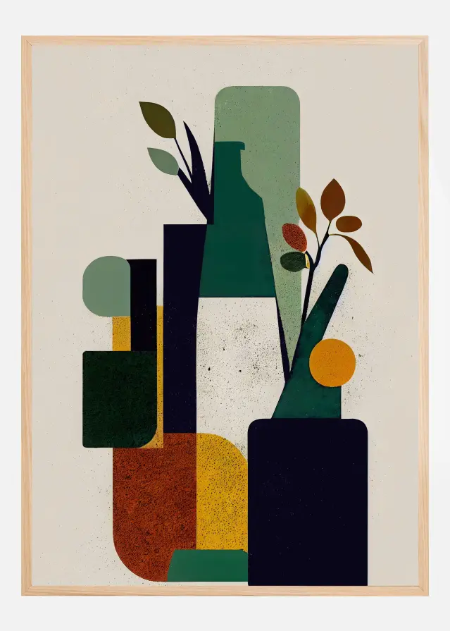 Bottle and Plant Póster