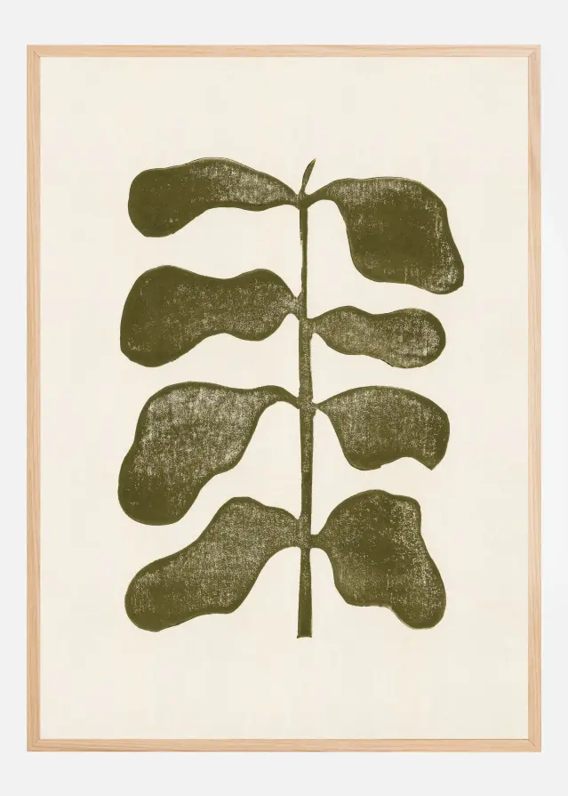 Linocut Plant Póster