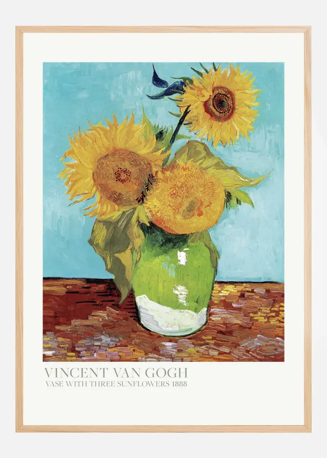 Vase With Three Sunflowers Póster