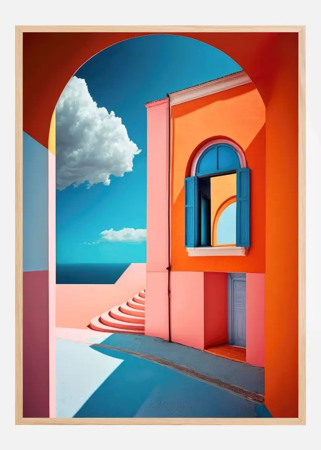 Geometric Village Póster