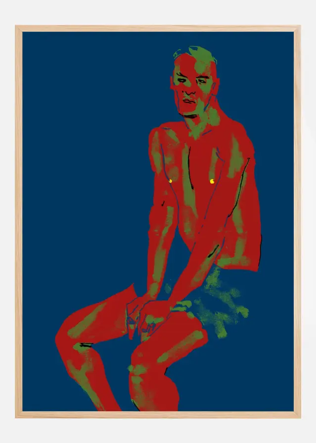 A Man Posing Blue Póster