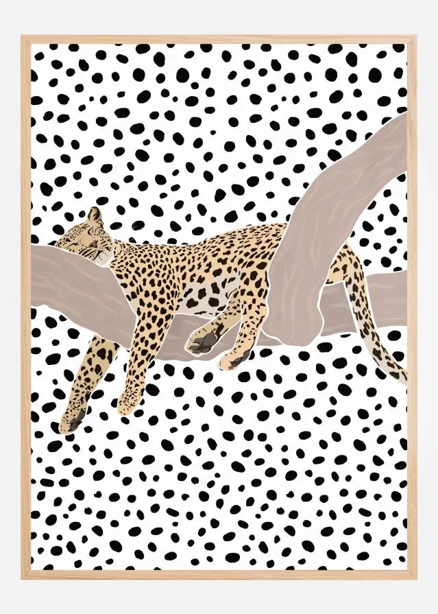 Leopard Sleeping Polkadots Póster