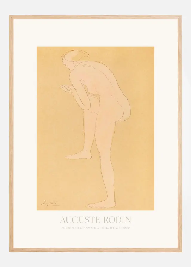 Figure Bending Forward With Right Knee Raised Póster