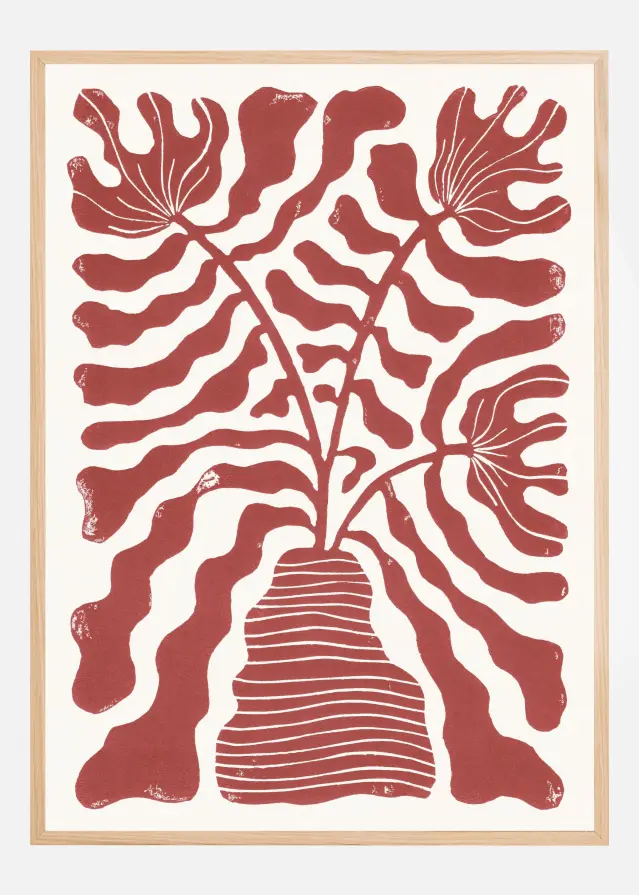 Red Flowers In a Vase Póster