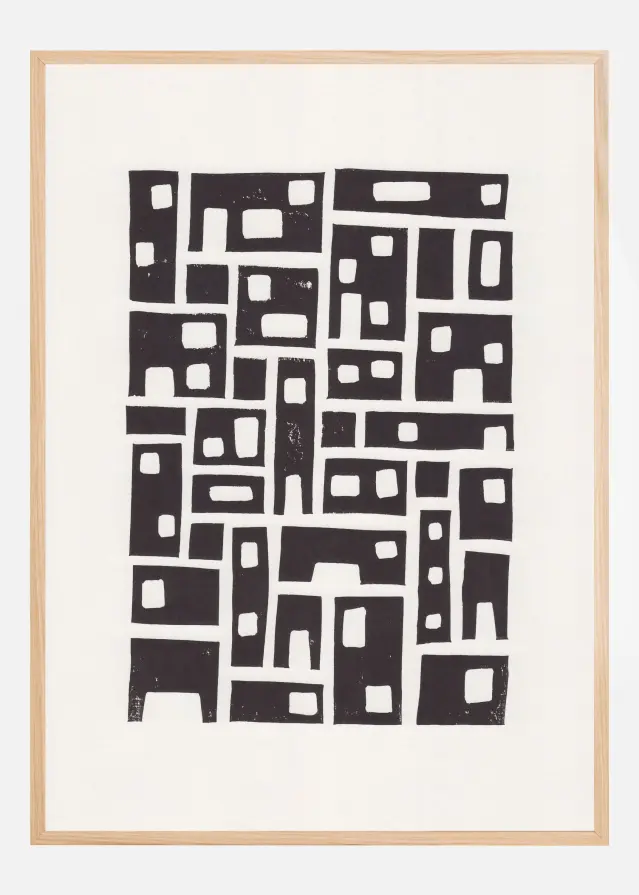 City / Lino Print Póster