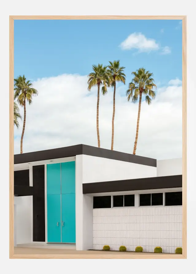 Turquoise Blue Doors on a Modern Home Póster