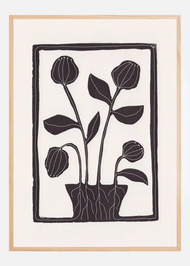 Floral Serenity / Lino Print Póster