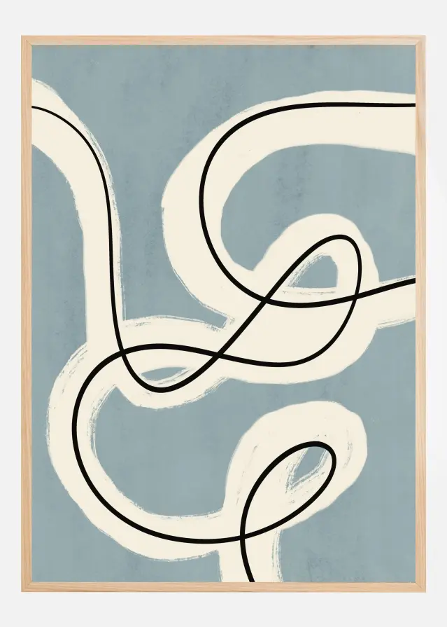 Minimalist line art in blue grey Póster