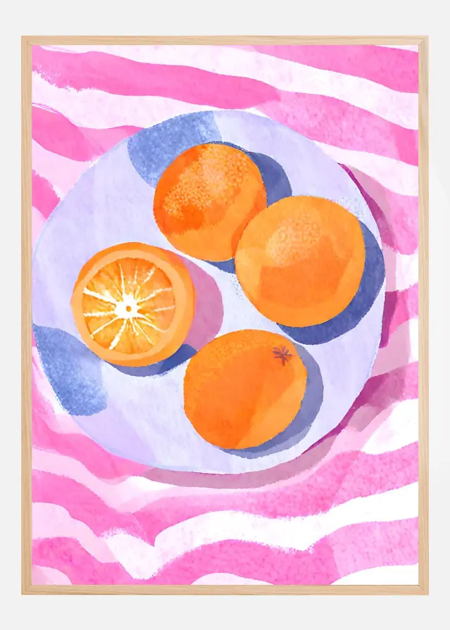 Orangen auf Teller Póster