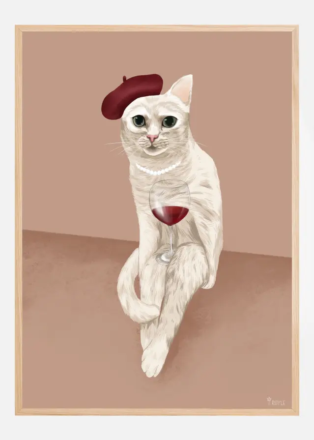 Classy Wine Cat Póster