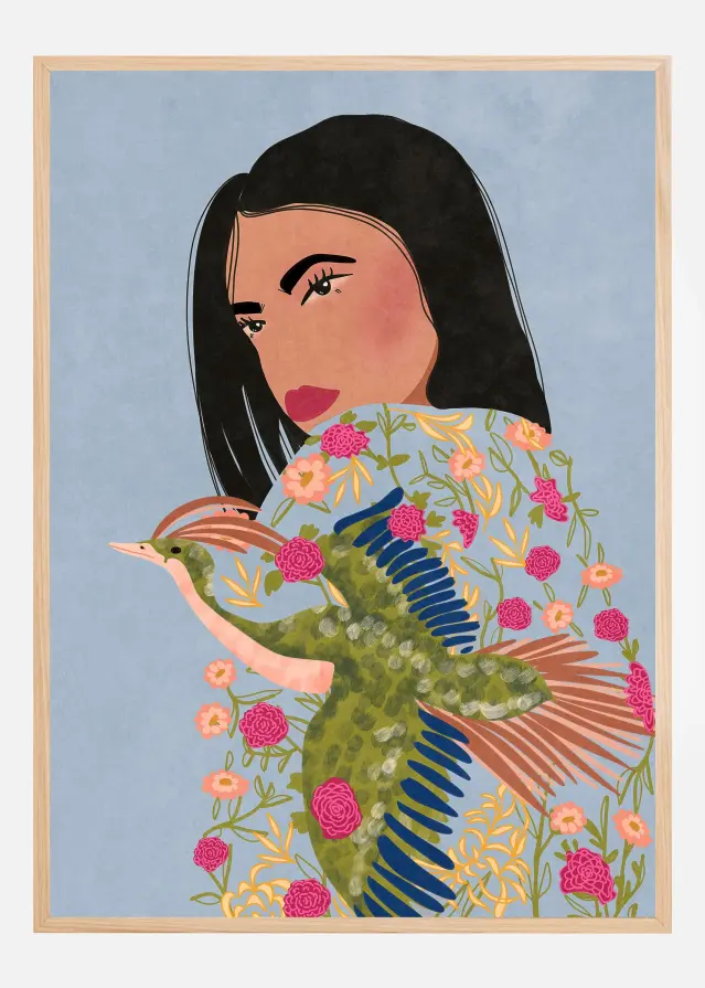 Girl with Crane Póster