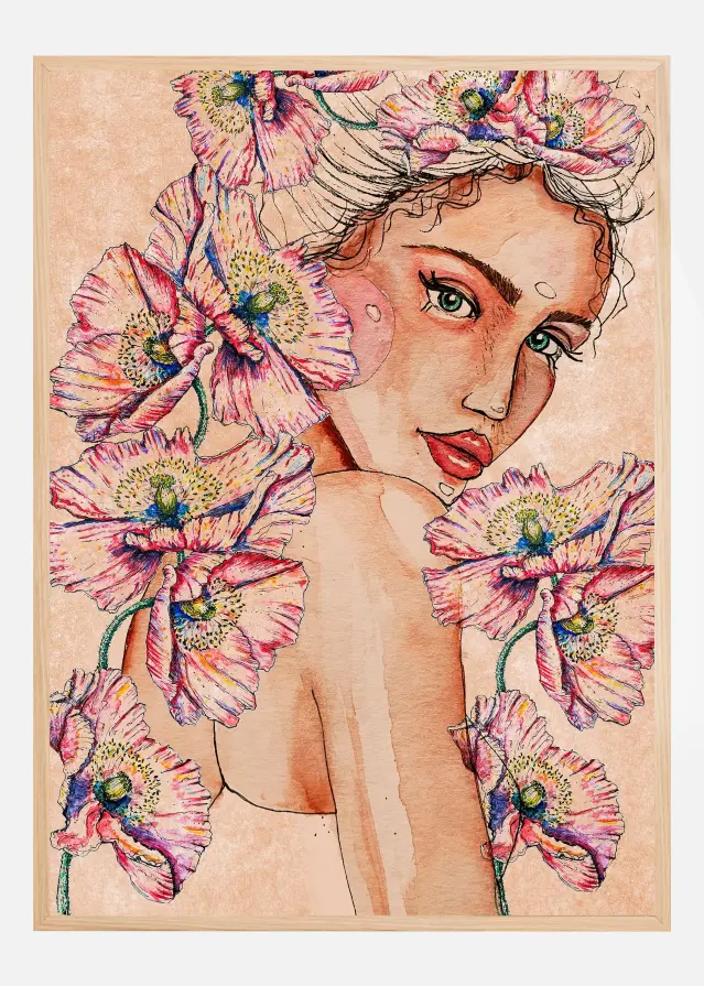 Woman wih Poppies Póster