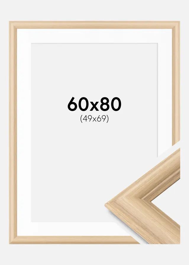 Marco Västkusten Roble 60x80 cm - Paspartú Blanco 50x70 cm