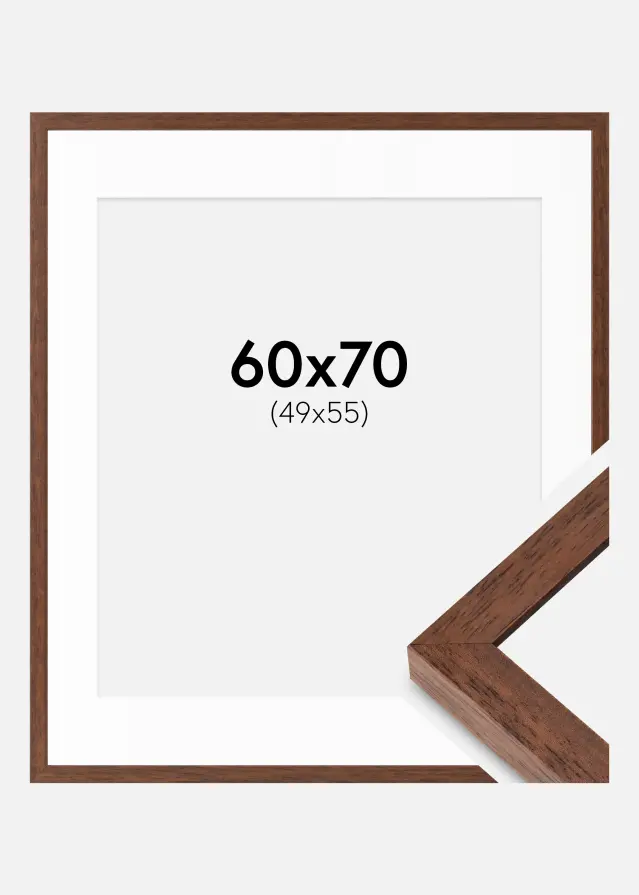 Marco Hermes Teak 60x70 cm - Paspartús Blanco 50x56 cm