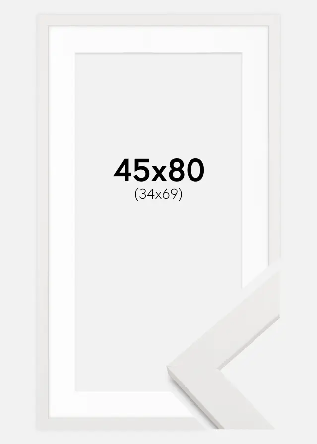 Marco blanco madera 45x80 cm - Paspartús Blanco 35x70 cm