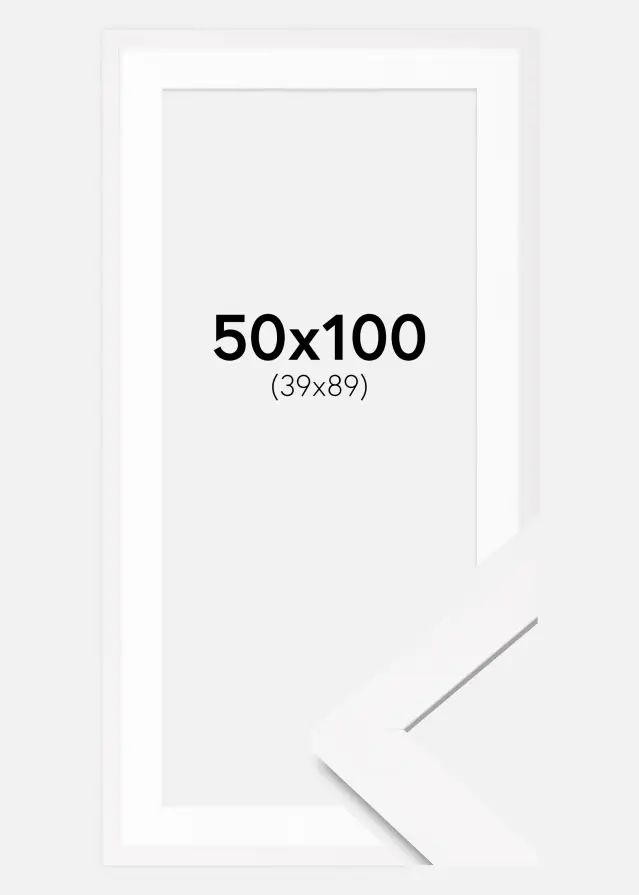 Marco BGA Classic Blanco 50x100 cm - Paspartús Blanco 40x90 cm