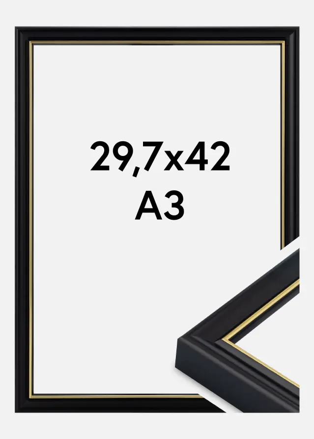 Marco Canterbury Vidrio acrílico Negro 29,7x42 cm (A3)