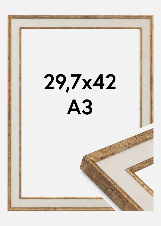 Marco Dolly Vidrio acrílico Oro 29,7x42 cm (A3)