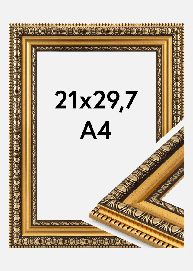 Marco Ornato Vidrio acrílico Oro 21x29,7 cm (A4)