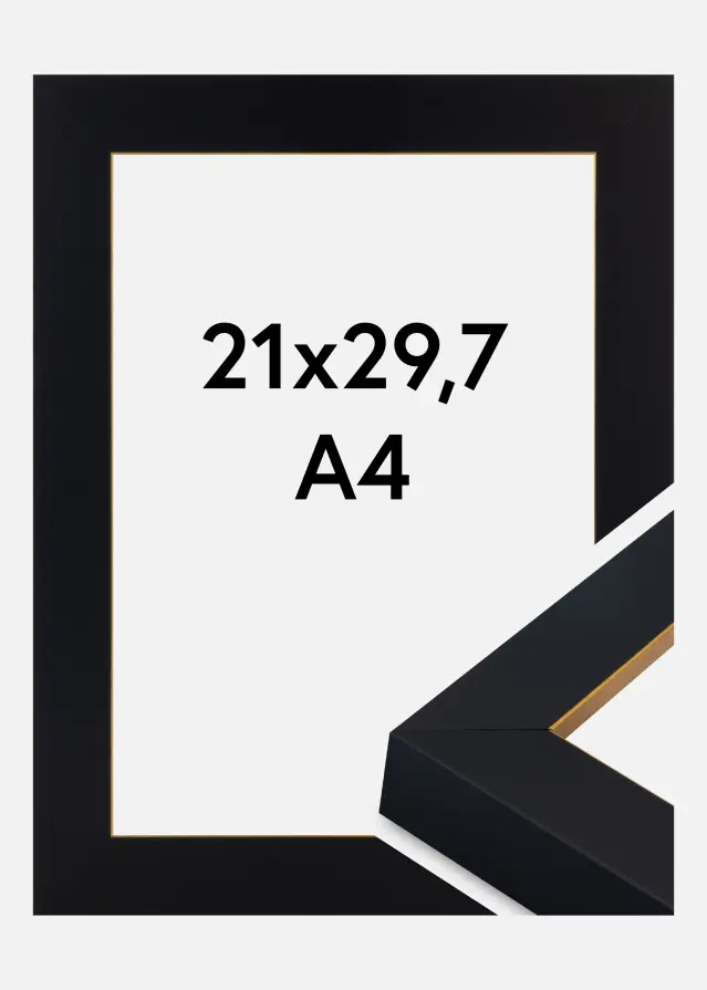 Marco Sussex Vidrio acrílico Negro/Oro 21x29,7 cm (A4)