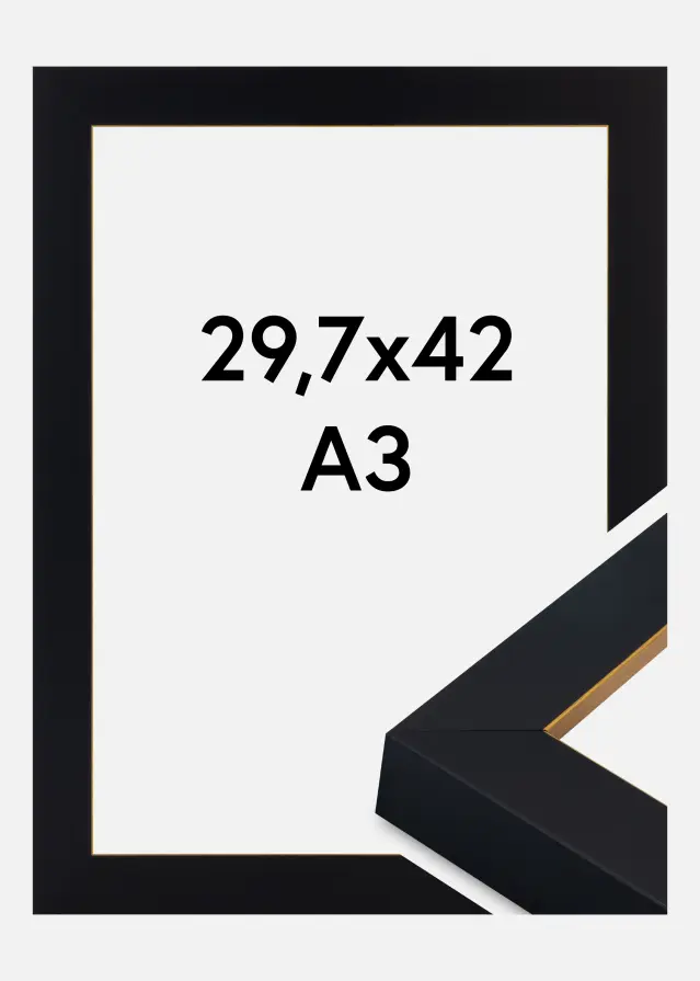 Marco Sussex Vidrio acrílico Negro/Oro 29,7x42 cm (A3)