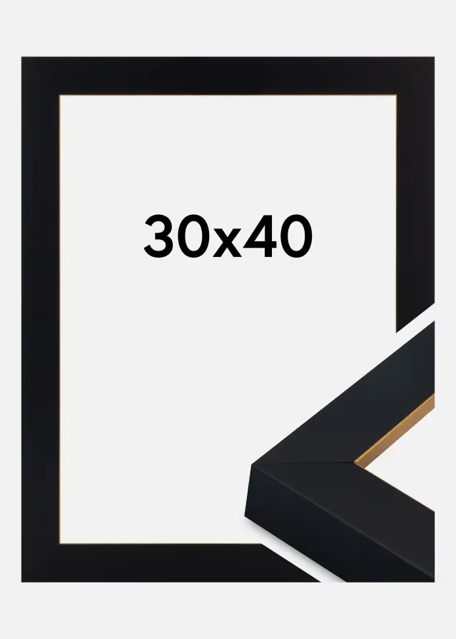 Marco Sussex Vidrio acrílico Negro/Oro 30x40 cm