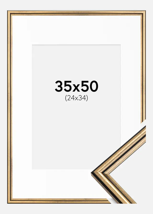 Marco Horndal Dorado 35x50 cm - Paspartú Blanco 25x35 cm