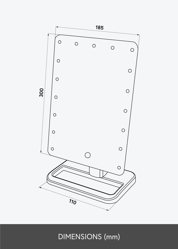 KAILA Espejo tocador Foot Negro 18x30 cm