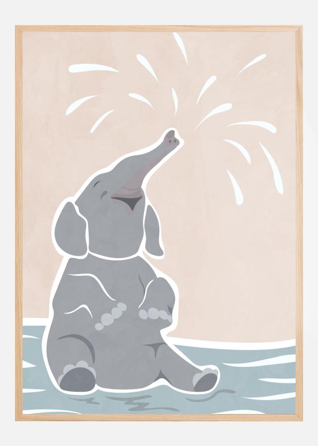 Cute scandi elephant Póster