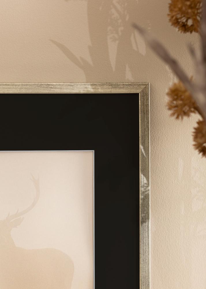 Marco Galant Plateado 40x50 cm - Paspartú Negro 12x16 inches