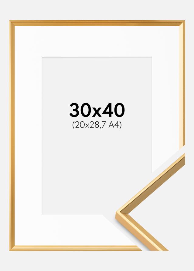 Marco Desire Dorado 30x40 cm - Paspartú Blanco 21x29,7 cm (A4)