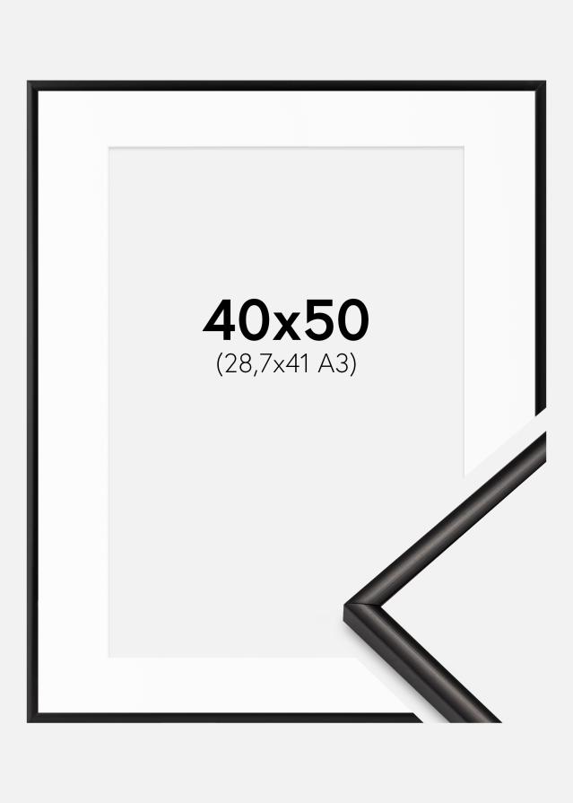 Marco Scandi Negro mate 40x50 cm - Paspartú Blanco 29,7x42 cm (A3)