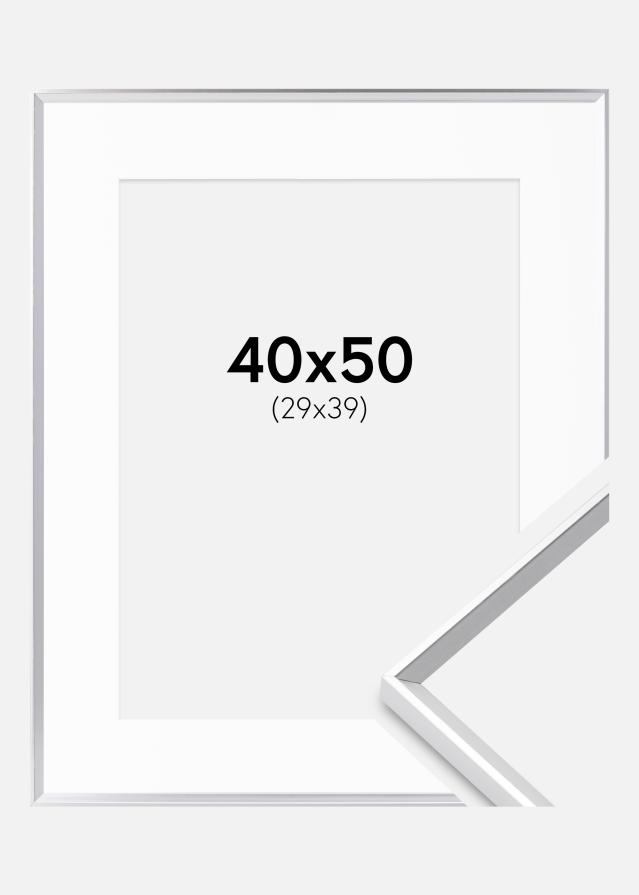 Marco Desire Plateado 40x50 cm - Paspartú Blanco 30x40 cm