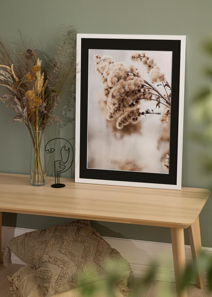 Marco White Wood 50x100 cm - Paspartú Negro 30x80 cm