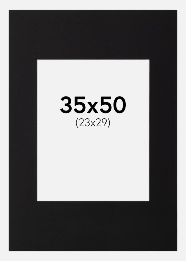 Paspartú Negro Estándar (Borde interior blanco) 35x50 cm (23x29)