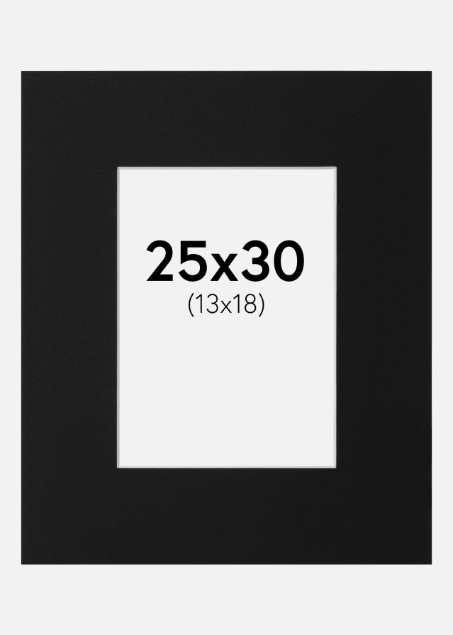 Paspartú Negro Estándar (Borde interior blanco) 25x30 cm (13x18)