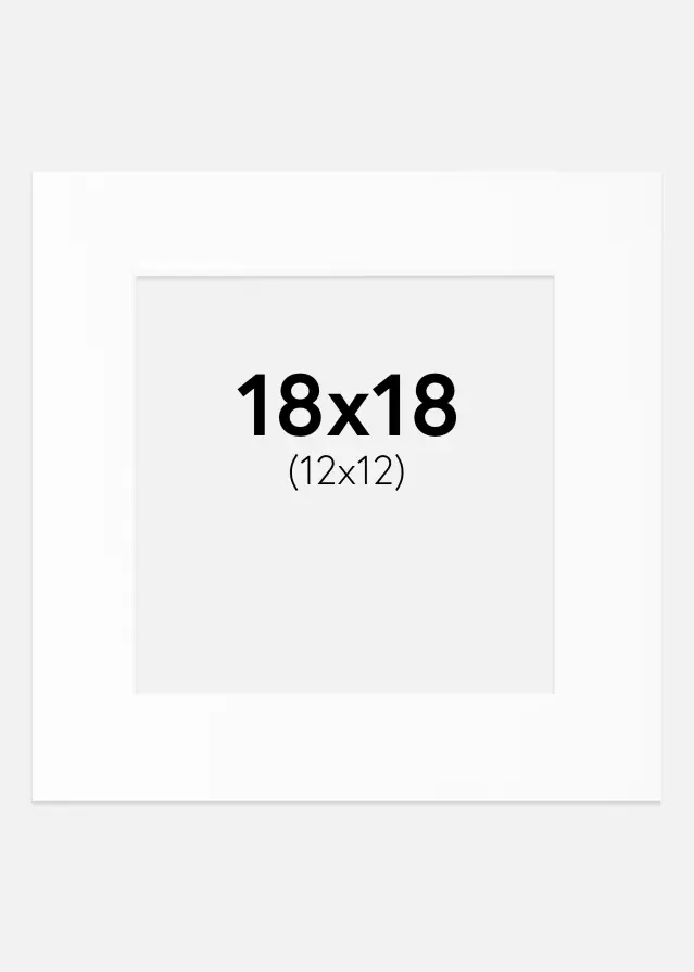 Paspartú Blanco Estándar (Borde interior blanco) 18x18 cm (12x12)