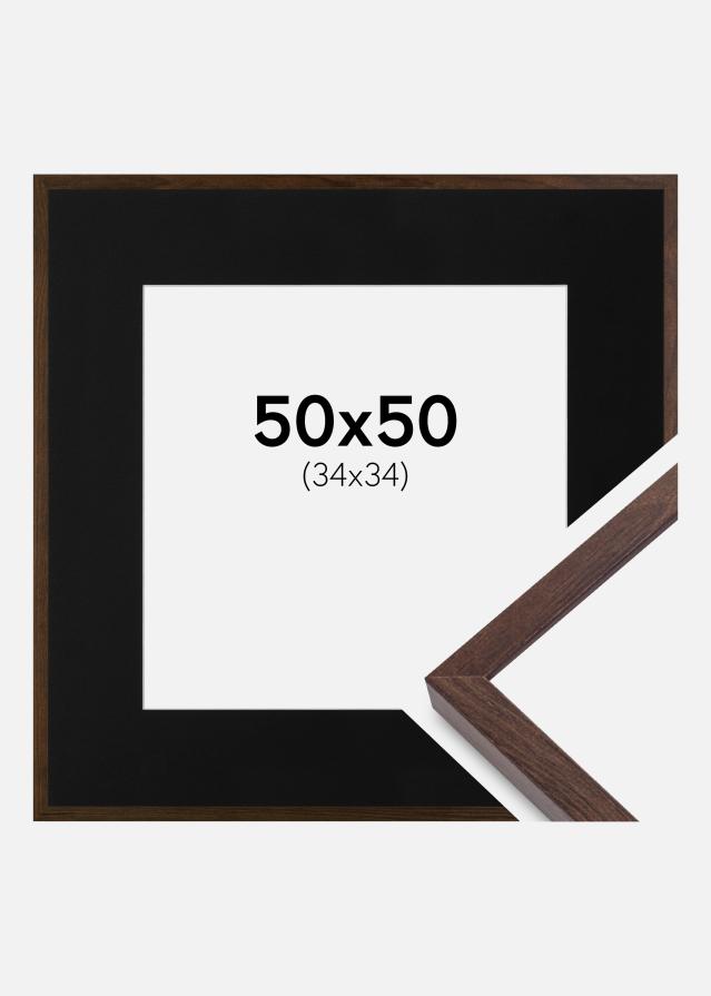 Marco E-Line Castaño 50x50 cm - Paspartú Negro 35x35 cm