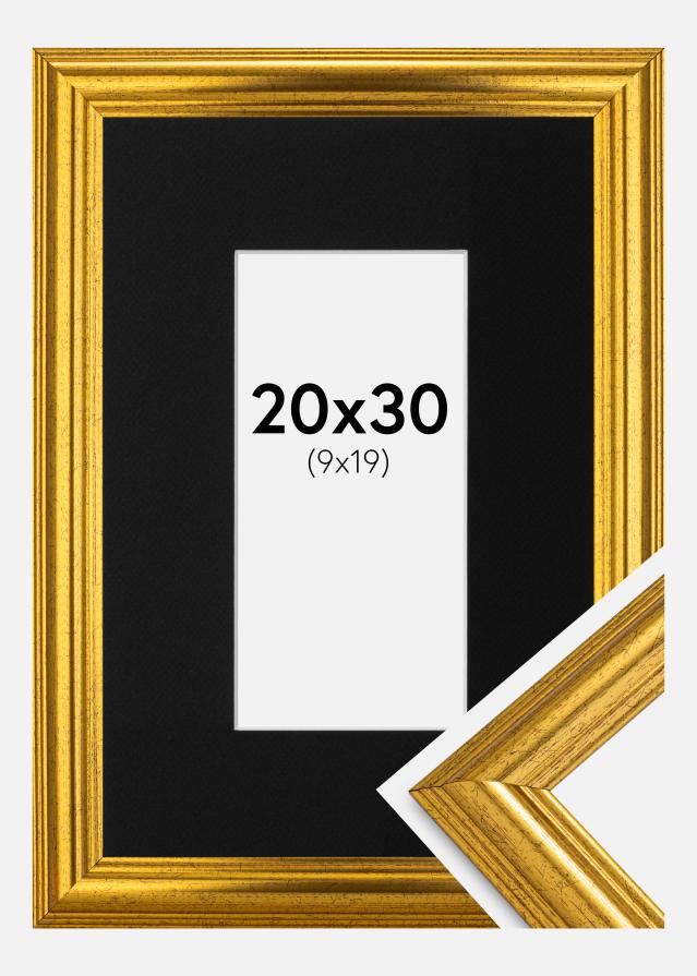 Marco Västkusten Dorado 20x30 cm - Paspartú Negro 10x20 cm