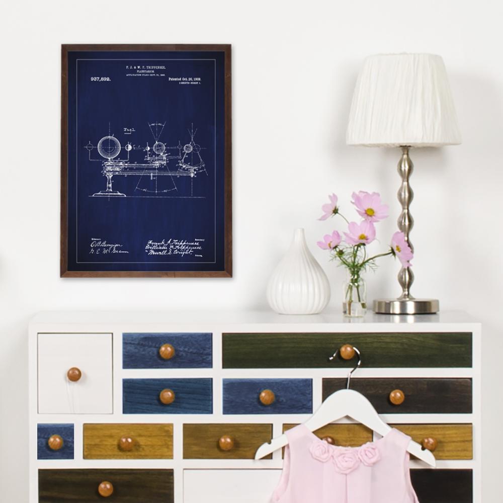 Dibujo de patente - Planetario - Azul Póster