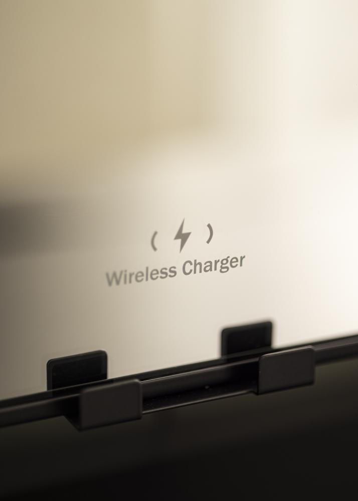 KAILA Espejo tocador Hollywood 12 Negro con cargador inalámbrico 30x41 cm