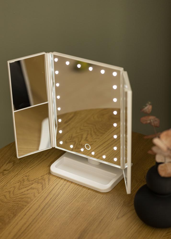 KAILA Espejo tocador Tri-Fold Magnifying Blanco 20x30 cm