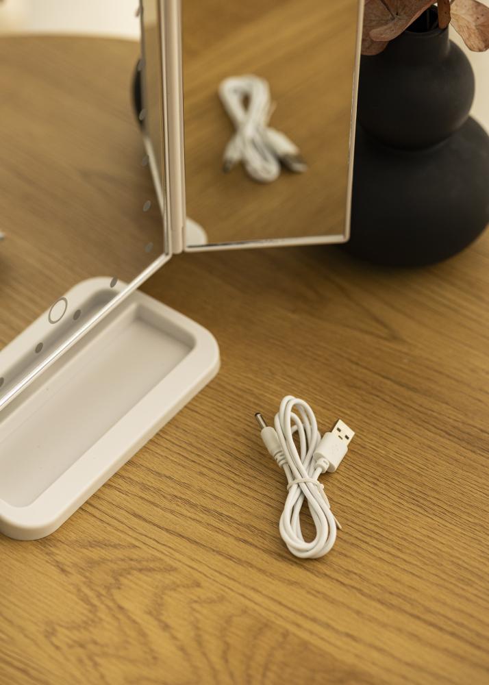 KAILA Espejo tocador Tri-Fold Magnifying Blanco 20x30 cm