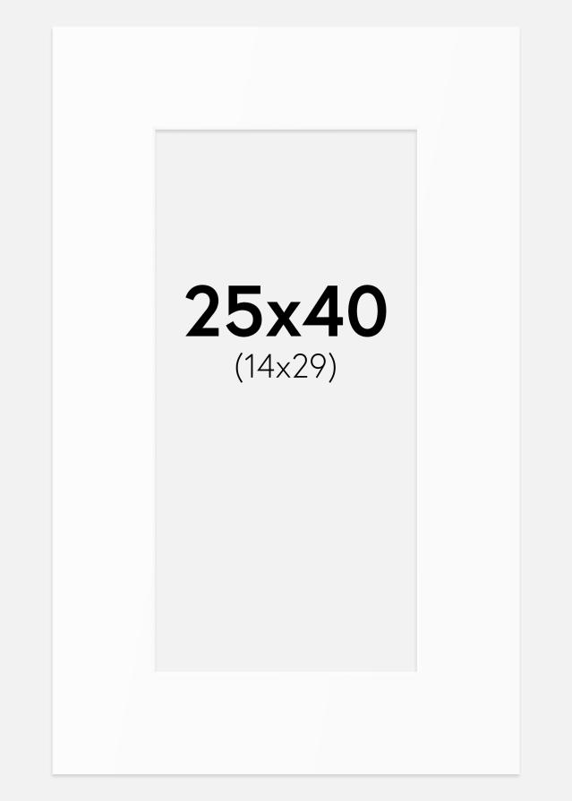 Paspartú Blanco Estándar (Borde interior blanco) 25x40 cm (14x29)